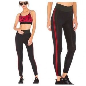 Koral High Rise Legging Tone Black Scarlett Red Side Stripe Womens S Small